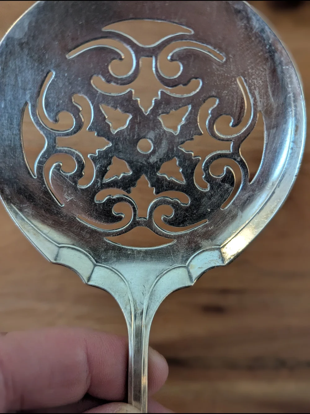 1920 Oneida Heirloom Plate CARDINAL Pierced Tomato Server Slotted Round Spoon
